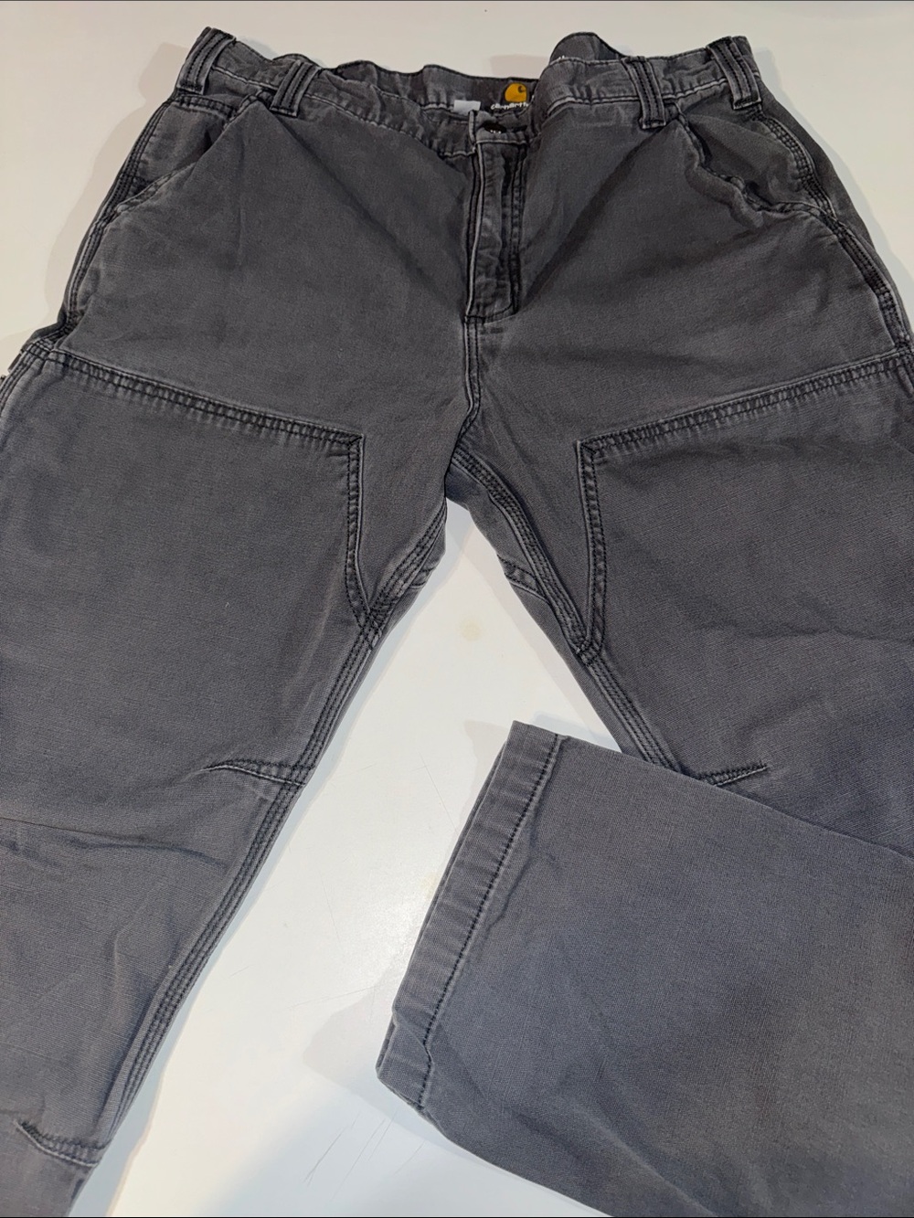 Men’s Dark Gray Relaxed Fit Double Knee Carhartt Pants size 38x32